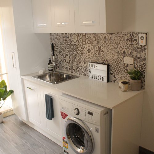 Laundry cabinetry, benchtop and tallboy